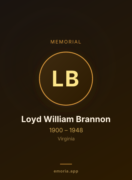 Memorial portrait of Loyd William Brannon