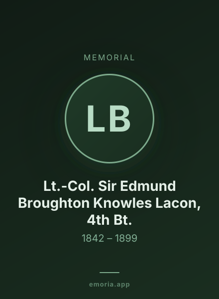 Memorial portrait of Lt.-Col. Sir Edmund Broughton Knowles Lacon, 4th Bt.