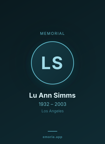 Memorial portrait of Lu Ann Simms