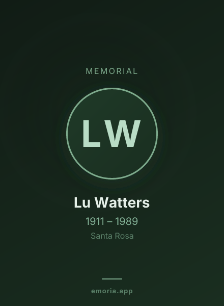 Memorial portrait of Lu Watters