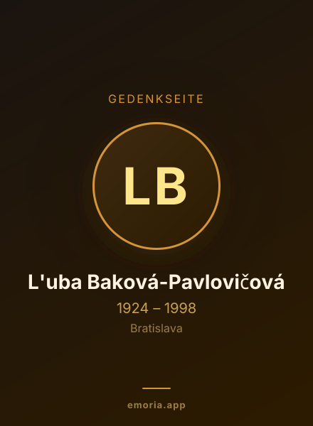 Gedenkportrait von L'uba Baková-Pavlovičová