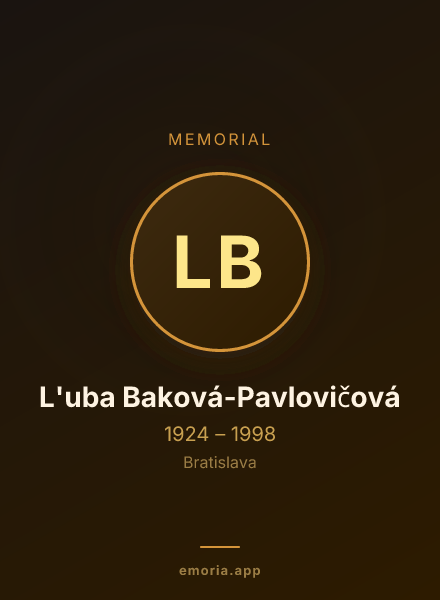 Memorial portrait of L'uba Baková-Pavlovičová