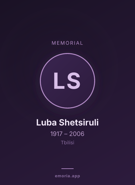 Memorial portrait of Luba Shetsiruli