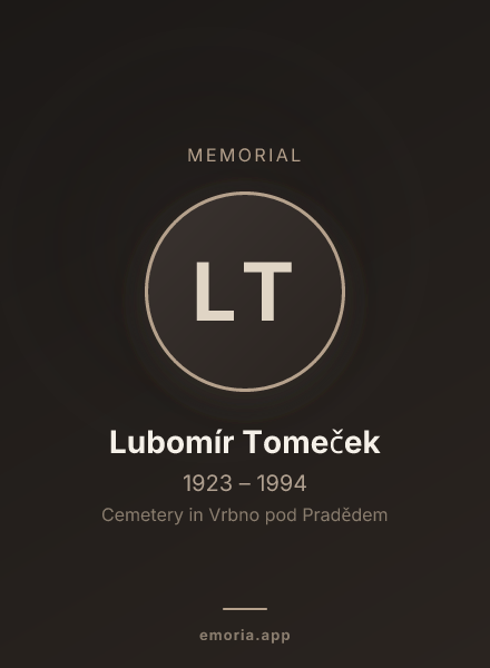 Memorial portrait of Lubomír Tomeček