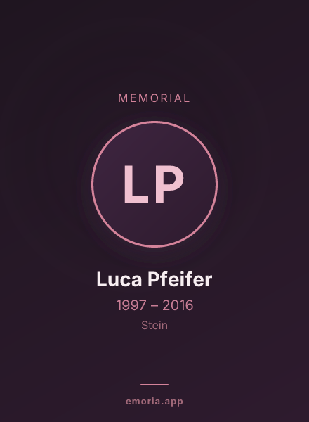Memorial portrait of Luca Pfeifer
