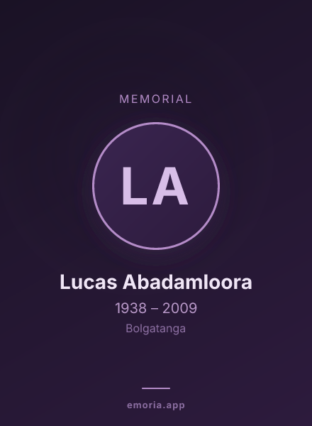 Memorial portrait of Lucas Abadamloora