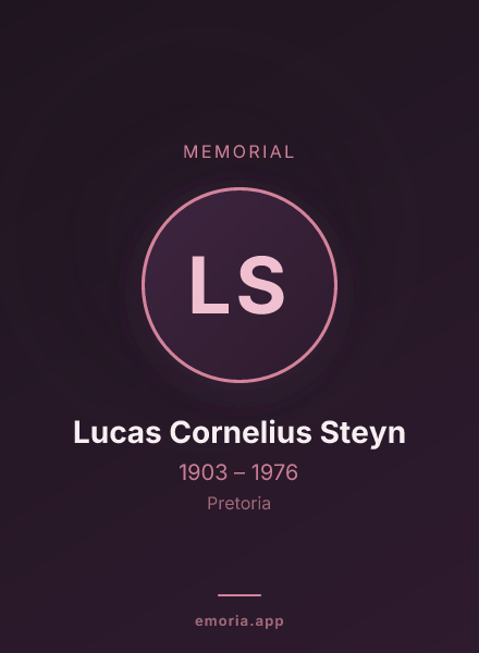 Memorial portrait of Lucas Cornelius Steyn