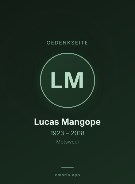 Gedenkportrait von Lucas Mangope