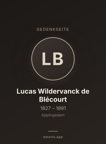 Gedenkportrait von Lucas Wildervanck de Blécourt
