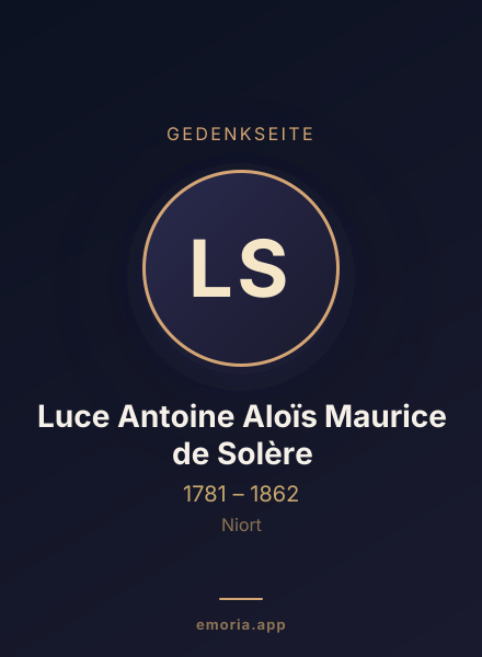 Gedenkportrait von Luce Antoine Aloïs Maurice de Solère