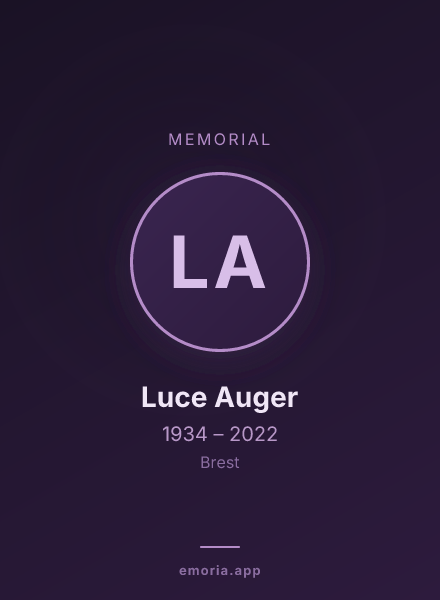 Memorial portrait of Luce Auger