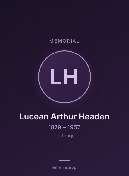 Memorial portrait of Lucean Arthur Headen