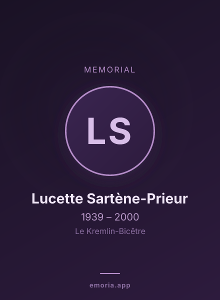 Memorial portrait of Lucette Sartène-Prieur
