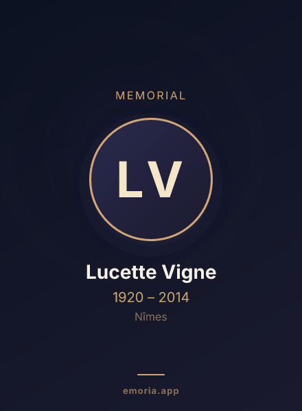 Memorial portrait of Lucette Vigne