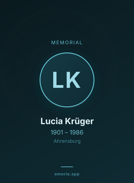 Memorial portrait of Lucia Krüger