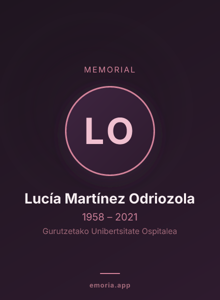 Memorial portrait of Lucía Martínez Odriozola