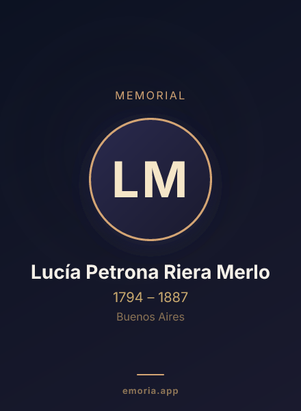 Memorial portrait of Lucía Petrona Riera Merlo