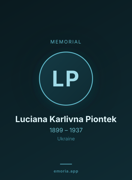 Memorial portrait of Luciana Karlivna Piontek