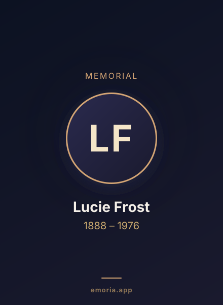 Memorial portrait of Lucie Frost