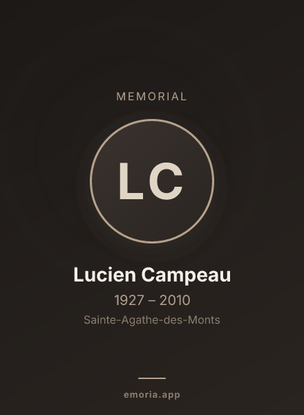 Memorial portrait of Lucien Campeau