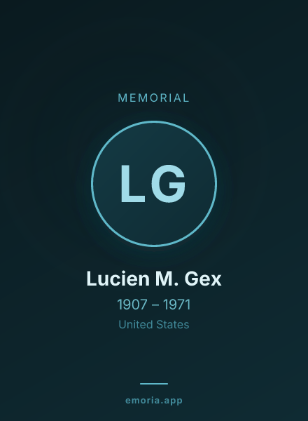 Memorial portrait of Lucien M. Gex