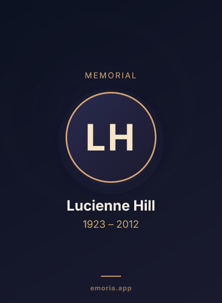 Memorial portrait of Lucienne Hill