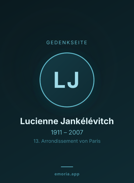 Gedenkportrait von Lucienne Jankélévitch
