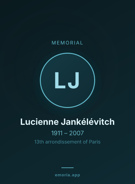 Memorial portrait of Lucienne Jankélévitch