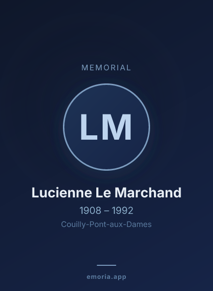 Memorial portrait of Lucienne Le Marchand
