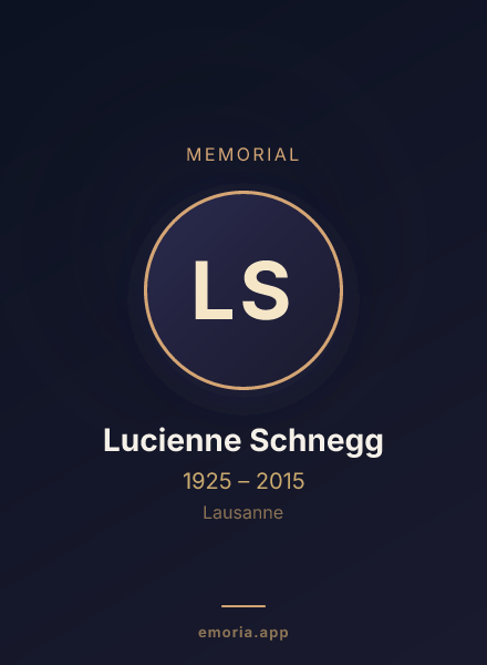 Memorial portrait of Lucienne Schnegg