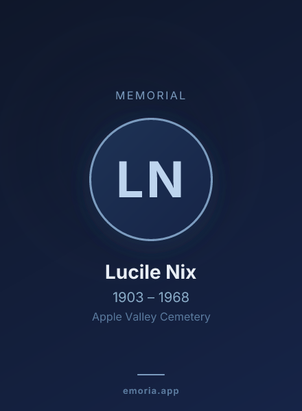 Memorial portrait of Lucile Nix