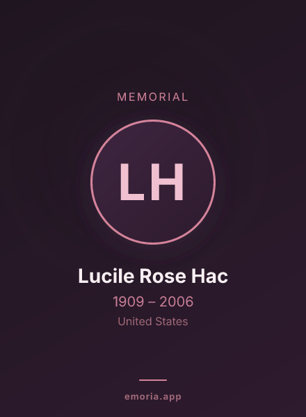 Memorial portrait of Lucile Rose Hac