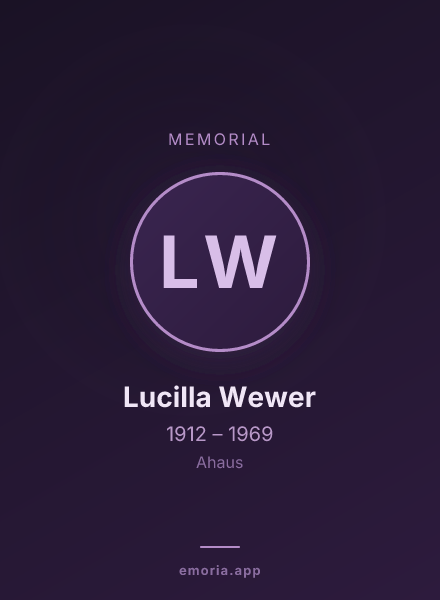 Memorial portrait of Lucilla Wewer