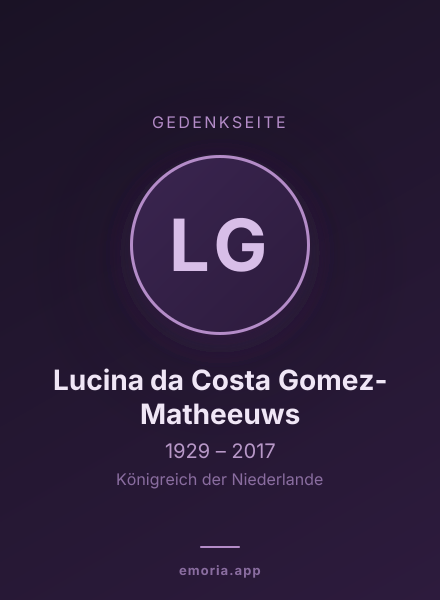 Gedenkportrait von Lucina da Costa Gomez-Matheeuws