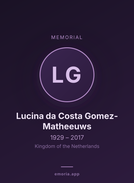 Memorial portrait of Lucina da Costa Gomez-Matheeuws