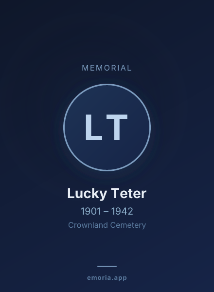 Memorial portrait of Lucky Teter