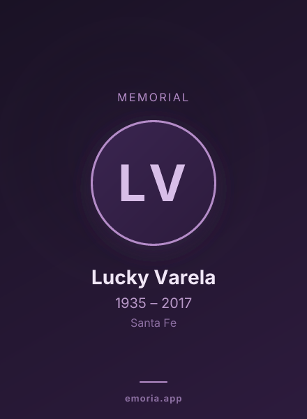 Memorial portrait of Lucky Varela