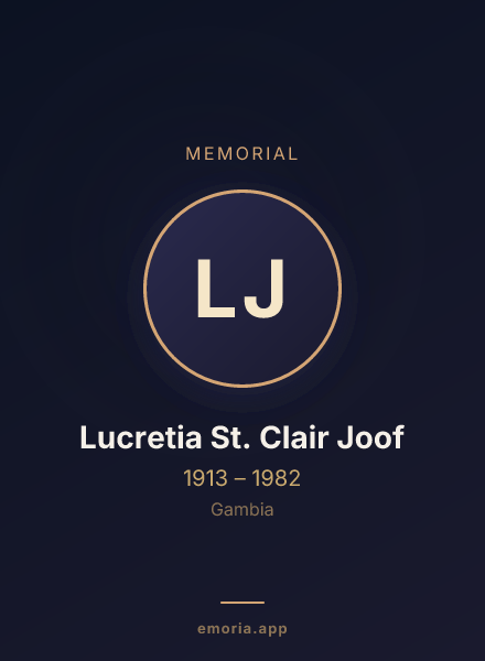 Memorial portrait of Lucretia St. Clair Joof