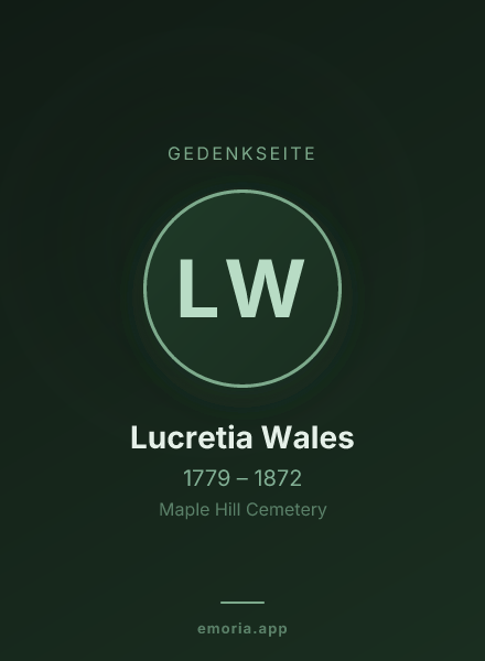 Gedenkportrait von Lucretia Wales