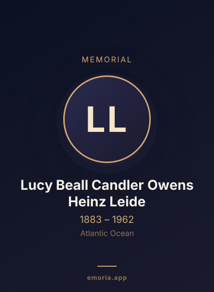 Memorial portrait of Lucy Beall Candler Owens Heinz Leide