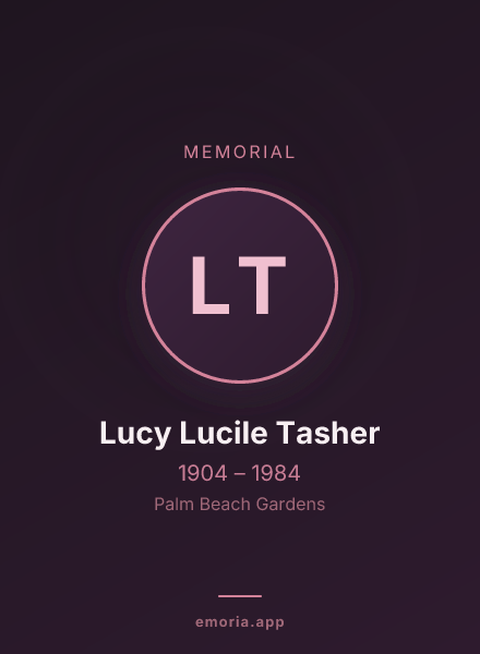 Memorial portrait of Lucy Lucile Tasher