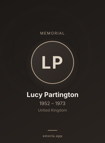 Memorial portrait of Lucy Partington
