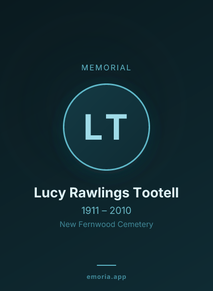 Memorial portrait of Lucy Rawlings Tootell