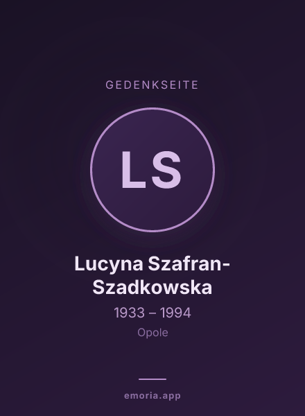 Gedenkportrait von Lucyna Szafran-Szadkowska