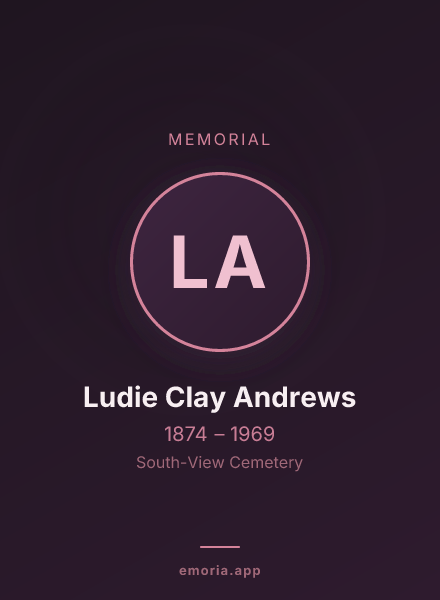 Memorial portrait of Ludie Clay Andrews