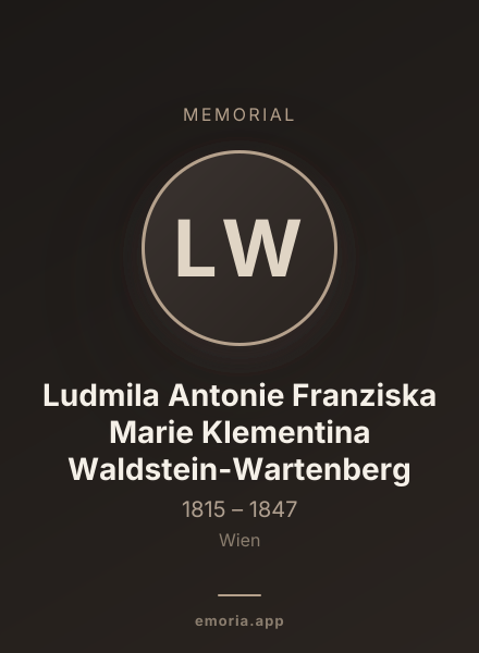 Memorial portrait of Ludmila Antonie Franziska Marie Klementina Waldstein-Wartenberg