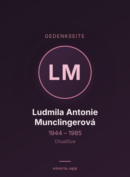Gedenkportrait von Ludmila Antonie Munclingerová