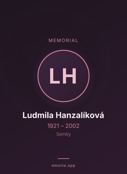 Memorial portrait of Ludmila Hanzalíková