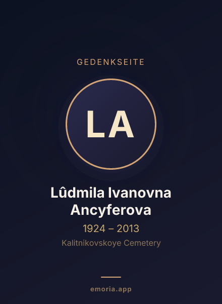 Gedenkportrait von Lûdmila Ivanovna Ancyferova