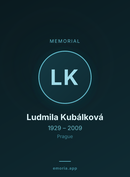 Memorial portrait of Ludmila Kubálková